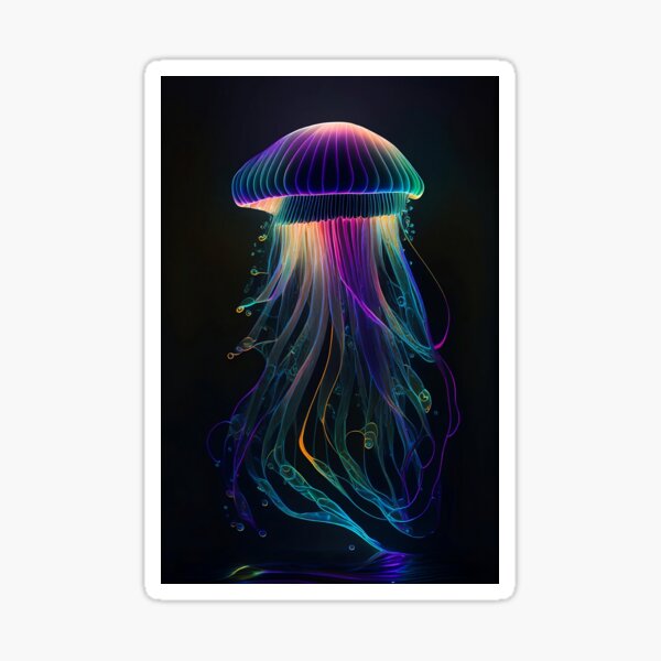 Item preview, Iridescent luminescent detailed jellyfish designed and sold by samitdigitalart.