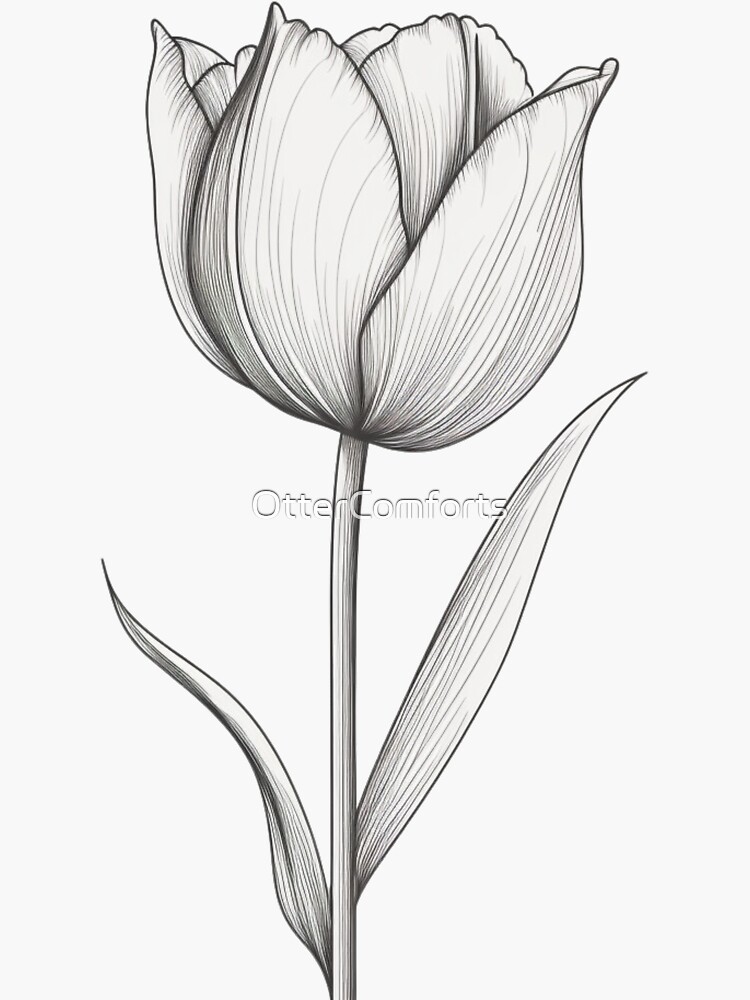 Tulipe noir et blanc Sticker