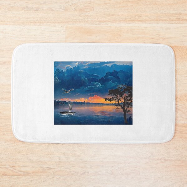 Item preview, sunset seine river trees and boat designed and sold by Vasant Ravte.