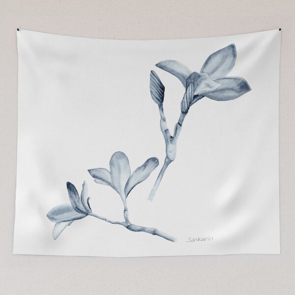 Aperçu de l'œuvre Fleurs et branches de frangipanier monochromes créée et vendue par Sankarin.