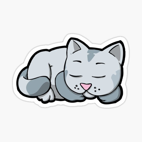Petit chat gris clair qui dort Sticker