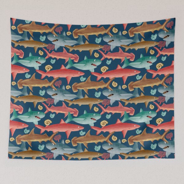 Item preview, Shark Pattern, Colourful, Busy Ocean Life designed and sold by Katie Atkin.