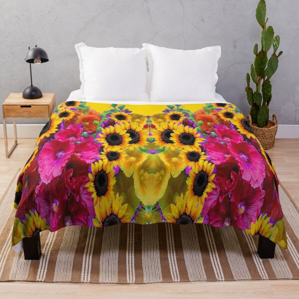 Item preview, GOLDEN COLOR HOLLYHOCKS SUNFLOWER GARDEN ART designed and sold by sharlesart.