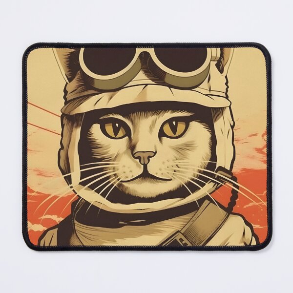 Item preview, Retro fighter pilot kitty cat, AI art designed and sold by MachinaeDreams.