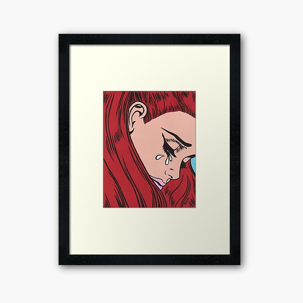 Red Head Crying Comic Girl Framed Art Print