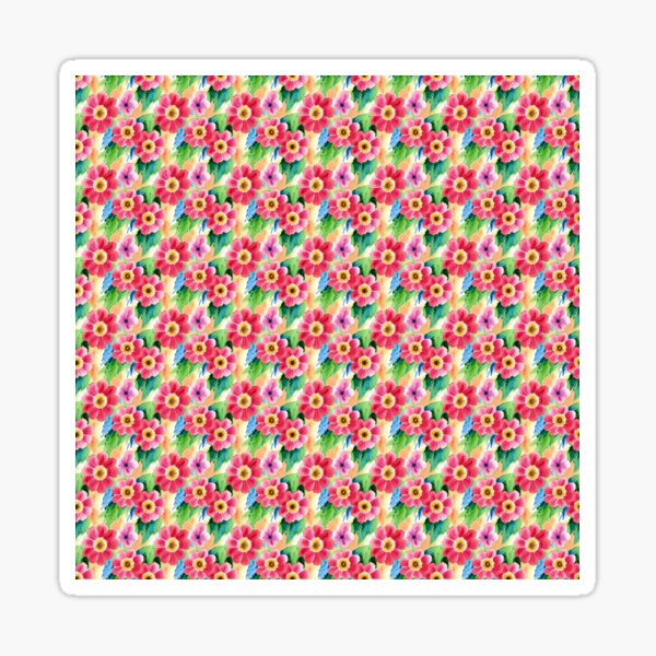 Item preview, Red Watercolor Flowers Pattern on Green and Orange Background designed and sold by Aaron2610.