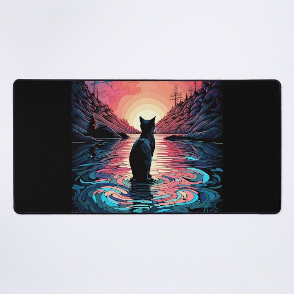 Item preview, Cat with Stained Glass Sunset designed and sold by Splargo Digital Prints.
