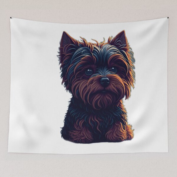 Item preview, Yorkshire Terrier Dog Face Print Design Studio Ghibli Style Vector Illustration designed and sold by RedArtG09.