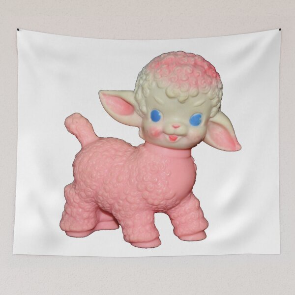 Item preview, Kawaii Kitsch Rubber Lamb Toy designed and sold by knickeryknackry.