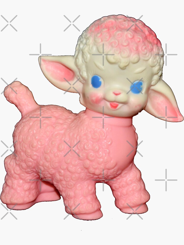 Kawaii Kitsch Rubber Lamb Toy Sticker for Sale by knickeryknackry