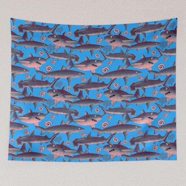 Item preview, Shark Pattern, Colourful, Busy Ocean Life designed and sold by Katie Atkin.