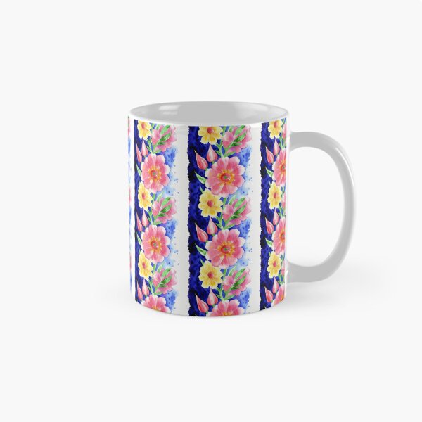 Item preview, Light Red Watercolor Flowers on Blue and White Striped Background designed and sold by Aaron2610.
