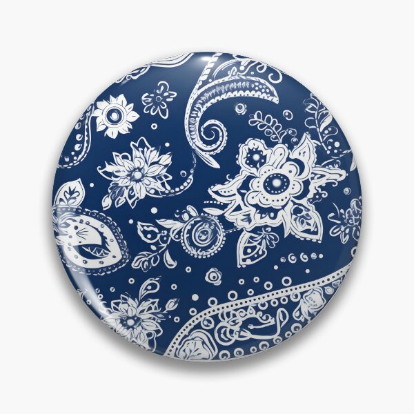 Item preview, White on Blue Paisley Flowers Floral Patterns designed and sold by Wonder Of Light.