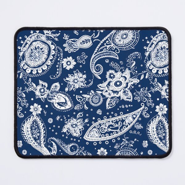 Item preview, White on Blue Paisley Flowers Floral Patterns designed and sold by Wonder Of Light.