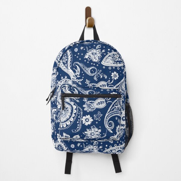Item preview, White on Blue Paisley Flowers Floral Patterns designed and sold by Wonder Of Light.