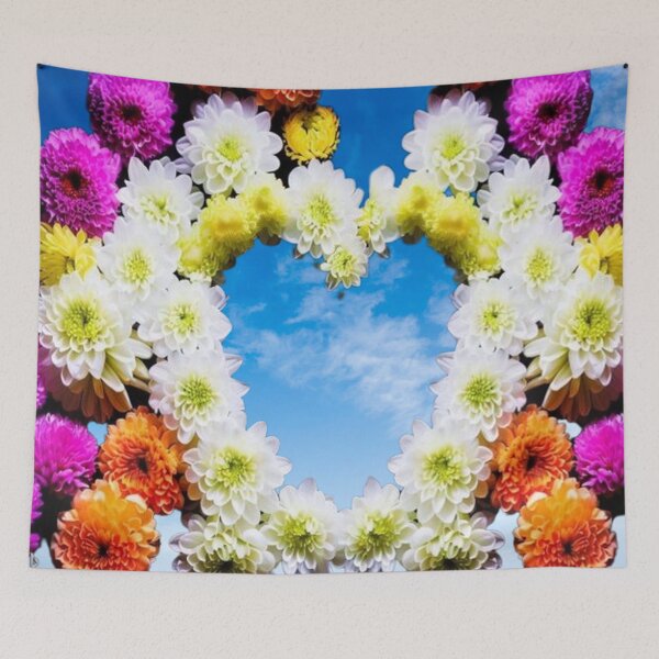 Item preview, Flower heart in white purple orange vibrant flowers  designed and sold by JaroDesign2023.