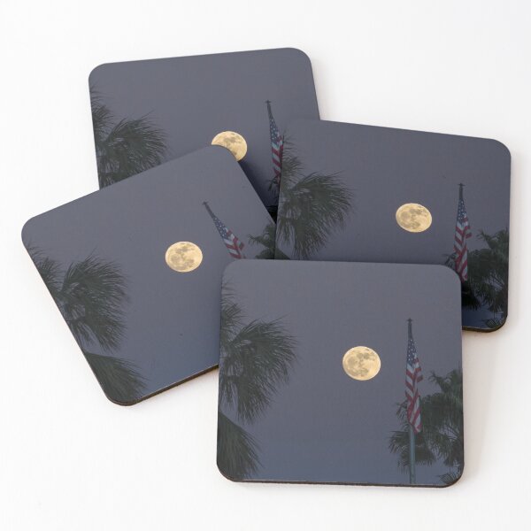 Item preview, Full moon, flag and palms designed and sold by Zina Stromberg.
