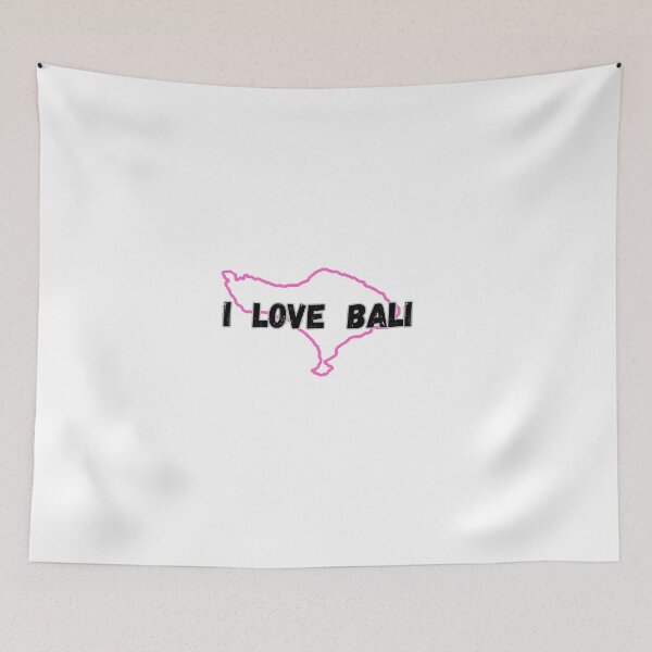 Item preview, Pink-coloured contour of the island of Bali with the inscription 'I love Bali'. designed and sold by coffeeflavour.