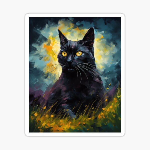 Back Cat In Field Sticker