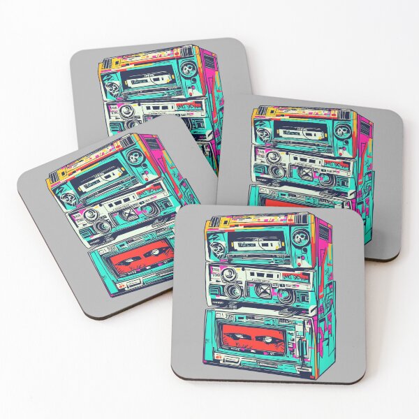 Aperçu de l'œuvre Platine cassette graffiti vintage, couleurs abstraites et rétro créée et vendue par Time4Space.