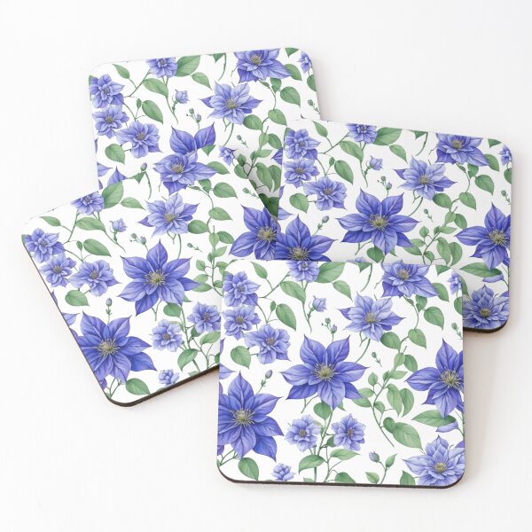 Item preview, Purple Clematis Flowers - Beautiful Floral Wall Art Print. designed and sold by Vlad-Nik001.