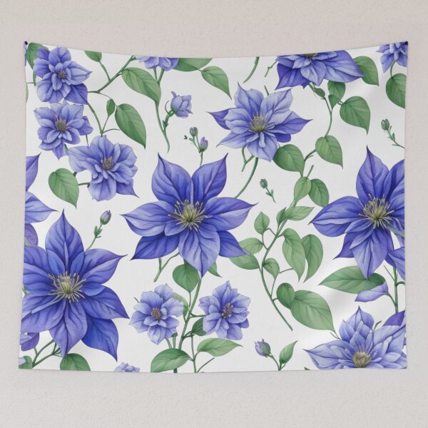 Item preview, Purple Clematis Flowers - Beautiful Floral Wall Art Print. designed and sold by Vlad-Nik001.
