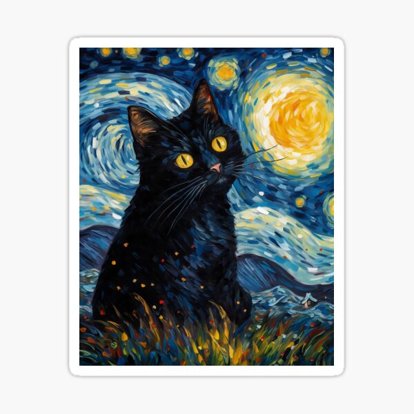 Starry Night Kitty Sticker