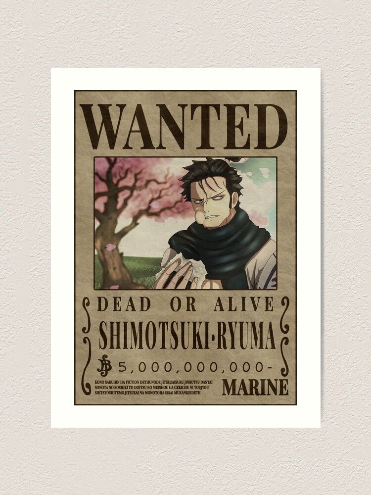 Lámina artística for Sale con la obra «Shimotsuki Ryuma Bounty One Piece  Sword God Wanted » de One Piece Bounty Poster