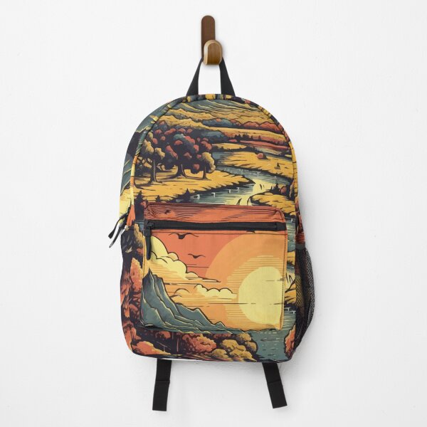 Item preview, A River and Mountain Landscape at Sunrise - Vintage New Zealand designed and sold by GVRDesign.