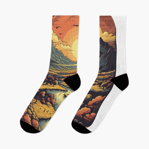 Item preview, A River and Mountain Landscape at Sunrise - Vintage New Zealand  designed and sold by GVRDesign.