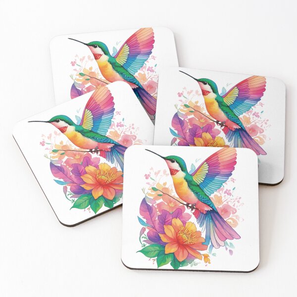 Item preview, Colorful Hummingbird on Watercolor Flowers - Love Theme Sticker designed and sold by StickerAndLove.