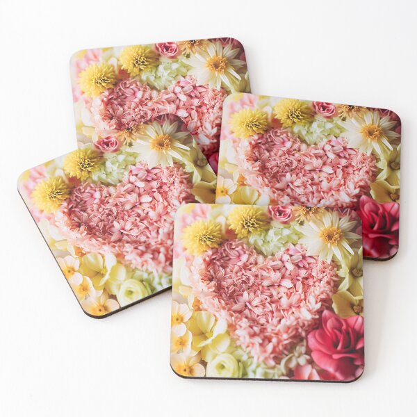 Item preview, Flower heart in vibrant flowers in pink yellow and white colors designed and sold by JaroDesign2023.