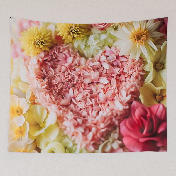 Item preview, Flower heart in vibrant flowers in pink yellow and white colors designed and sold by JaroDesign2023.