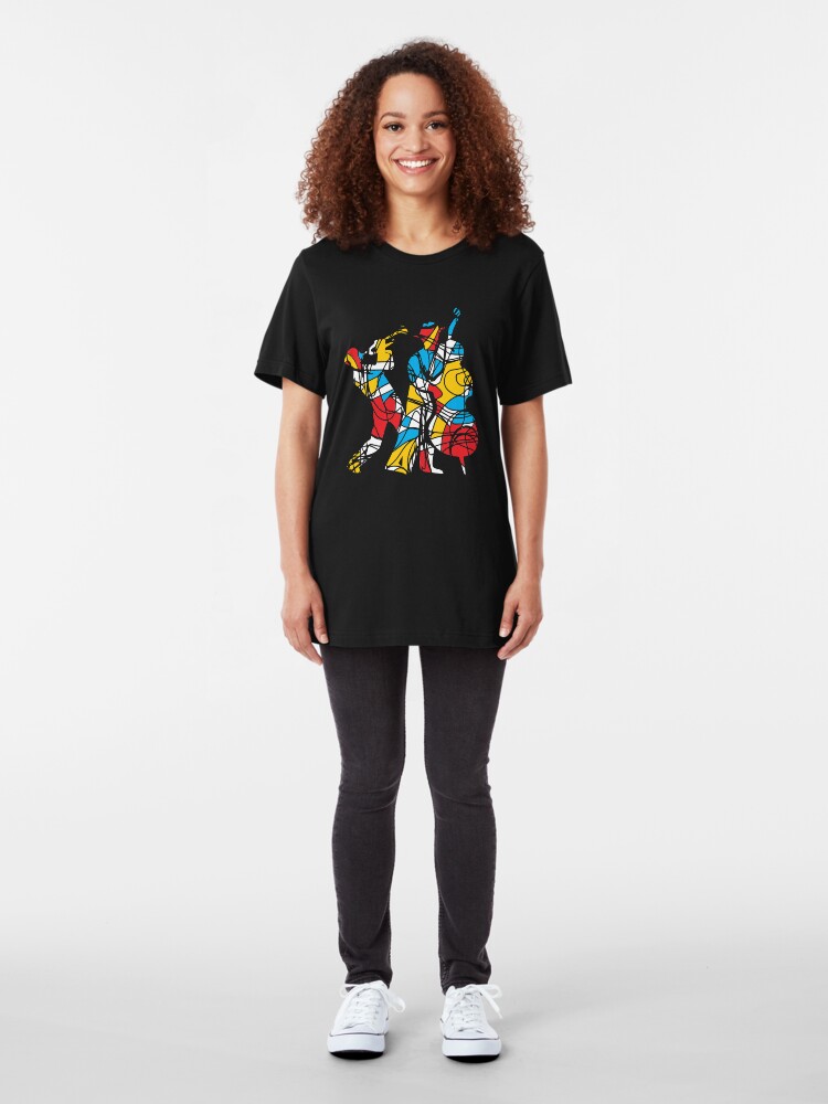 Alternate view of Colorful Abstract Musicians Modern Style Slim Fit T-Shirt