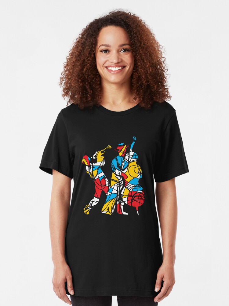 Alternate view of Colorful Abstract Musicians Modern Style Slim Fit T-Shirt
