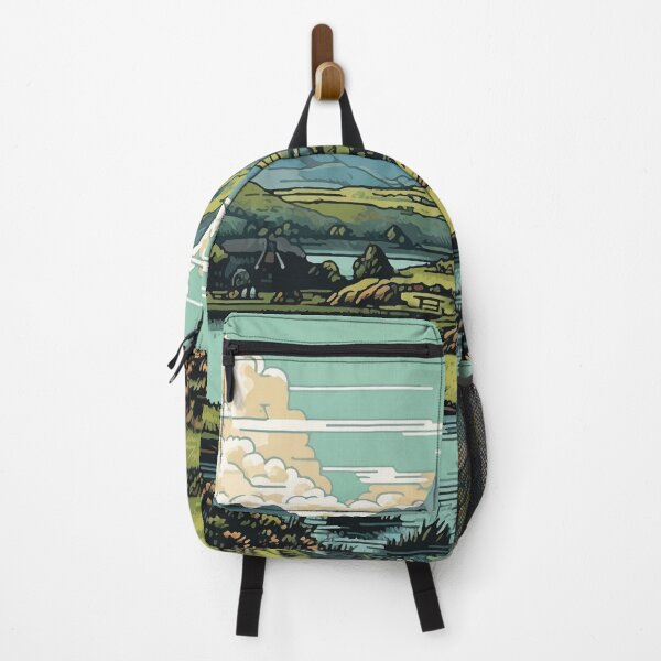 Item preview, A Rural Farm Near a River with Mountain Background - Vintage New Zealand designed and sold by GVRDesign.