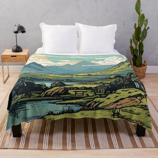 Item preview, A Rural Farm Near a River with Mountain Background - Vintage New Zealand designed and sold by GVRDesign.