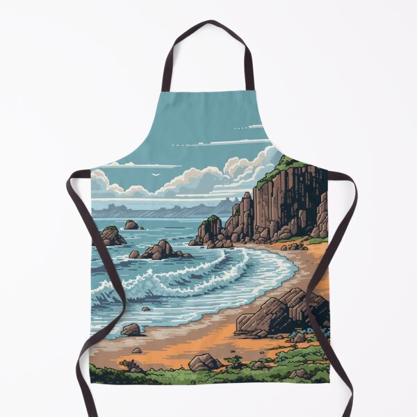 Item preview, A Rocky Beach in a Pixelated 1980s Retro Video Game Style - Vintage New Zealand  designed and sold by GVRDesign.