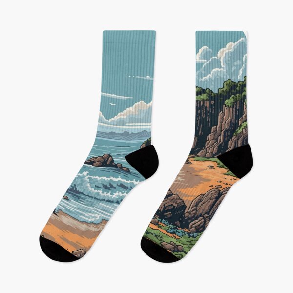 Item preview, A Rocky Beach in a Pixelated 1980s Retro Video Game Style - Vintage New Zealand  designed and sold by GVRDesign.