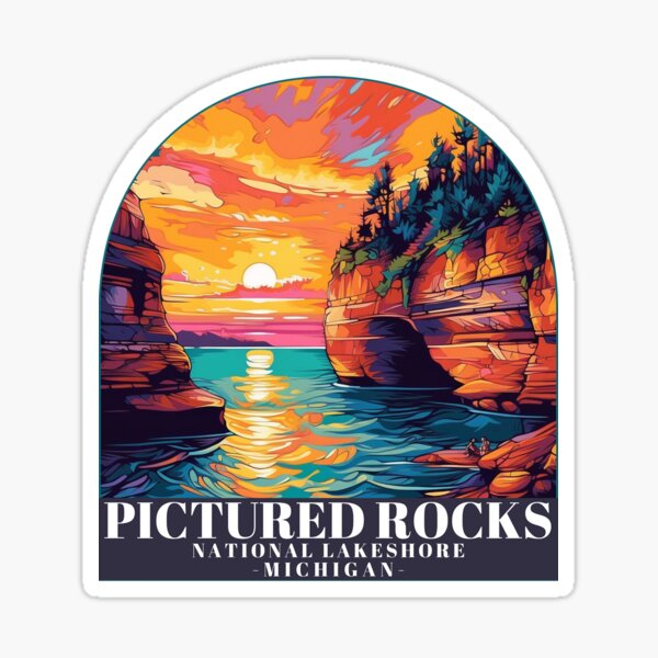 Item preview, Pictured Rocks National Lakeshore Michigan, Colorful Graphic designed and sold by ejartist.