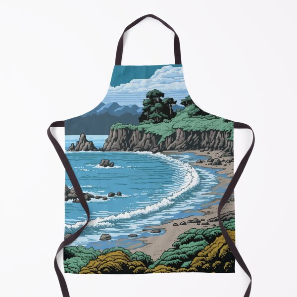 Item preview, A Rocky Beach Inlet in a Pixelated 1980s Retro Video Game Style - Vintage New Zealand  designed and sold by GVRDesign.