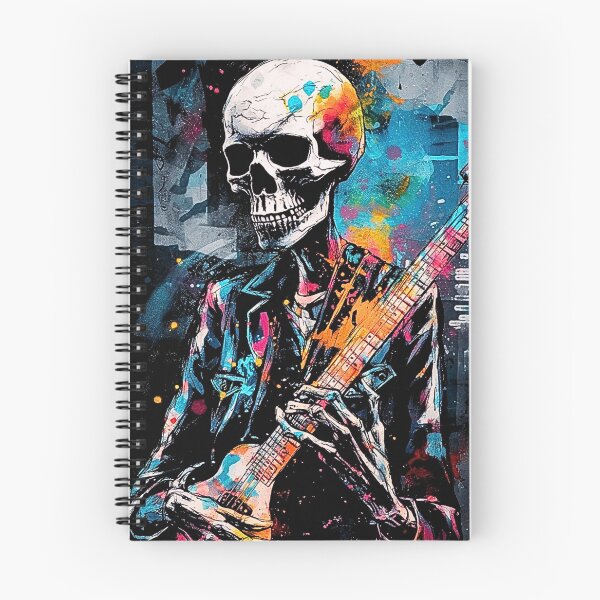Aperçu de l'œuvre Conception d'art squelette musical aquarelle dans le style streetwear V.12 créée et vendue par Pexelpanoramas.