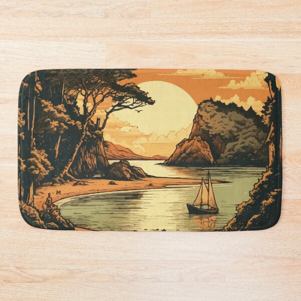 Item preview, An Inlet in Abel Tasman National Park at Sunset - Vintage New Zealand  designed and sold by GVRDesign.
