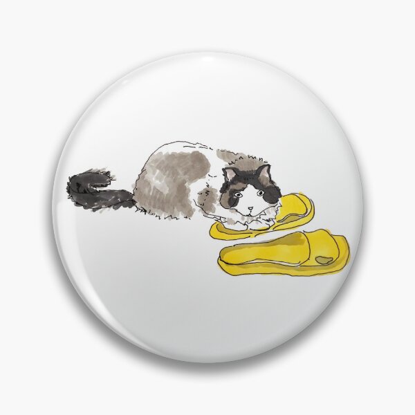 Item preview, Playing with yellow slippers - Cheeky cat designed and sold by LeMooMooSketch.