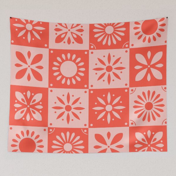 Item preview, Portuguese tiles in red and pink designed and sold by BlueLela.
