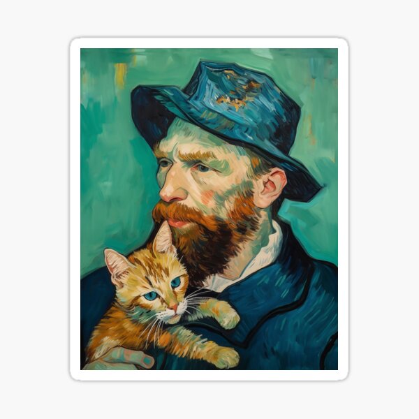 Vincent van Gogh with Cat Sticker