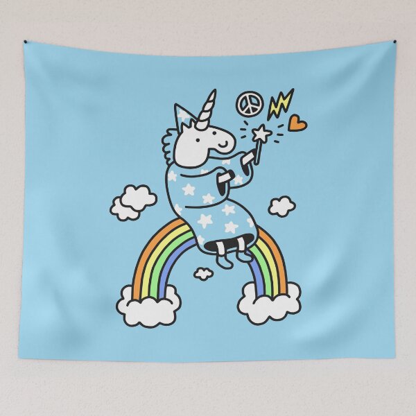 Item preview, Unicorn Wizard Sitting on a Rainbow designed and sold by obinsun.