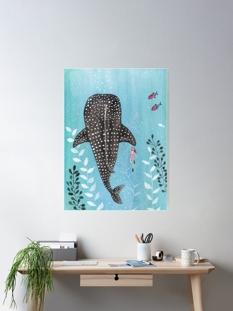Thumbnail 2 of 3, Poster, Whale shark! designed and sold by tinavandijk.