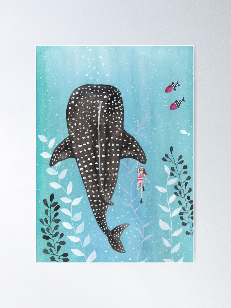 Thumbnail 1 of 3, Poster, Whale shark! designed and sold by tinavandijk.