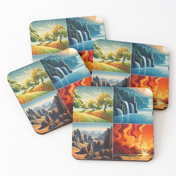 Item preview, Four Elements Art - Original Artwork Depicting the Four Elements, Air, Water, Earth, Fire. Award winning designer, very high resolution. designed and sold by CloudofKnowing.